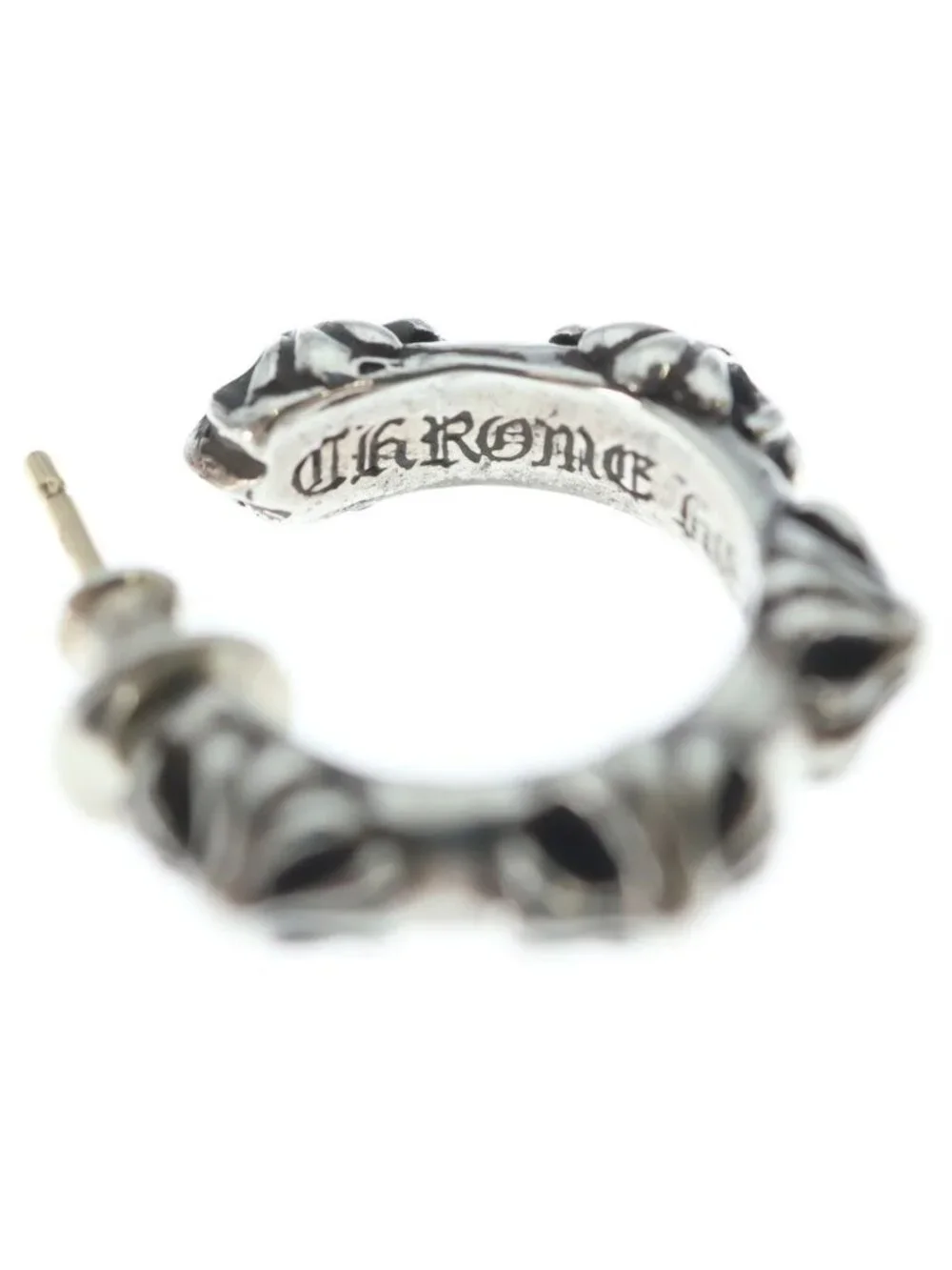 Chrome Hearts Hoop Cross Band Earrings Silver